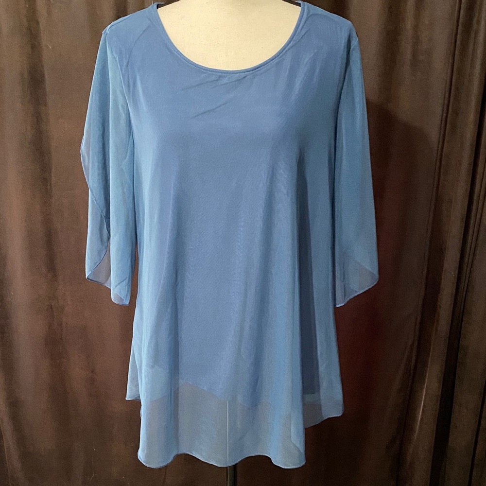 Elegant Gray Blue Women's Top size 2XL